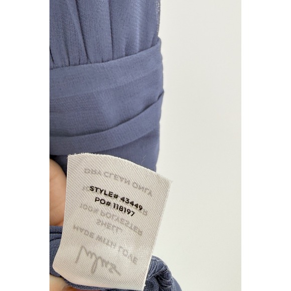 NWT Lulus Heavenly Hues Dusty Blue Maxi Dress V-Neck Chiffon Gown 43449 XL FLAW - Picture 10 of 12